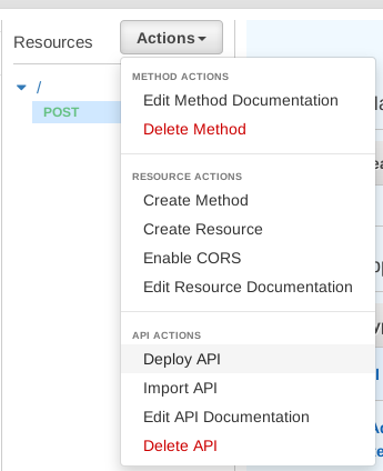 Selecting Deploy API
