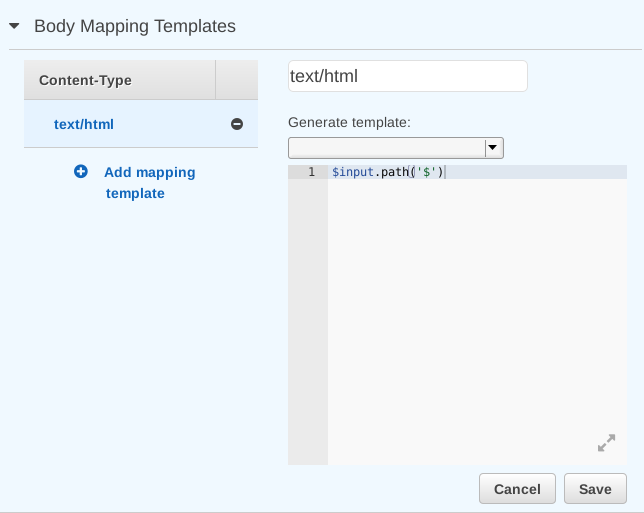 Integration response
template