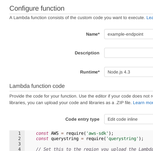 Configure function
